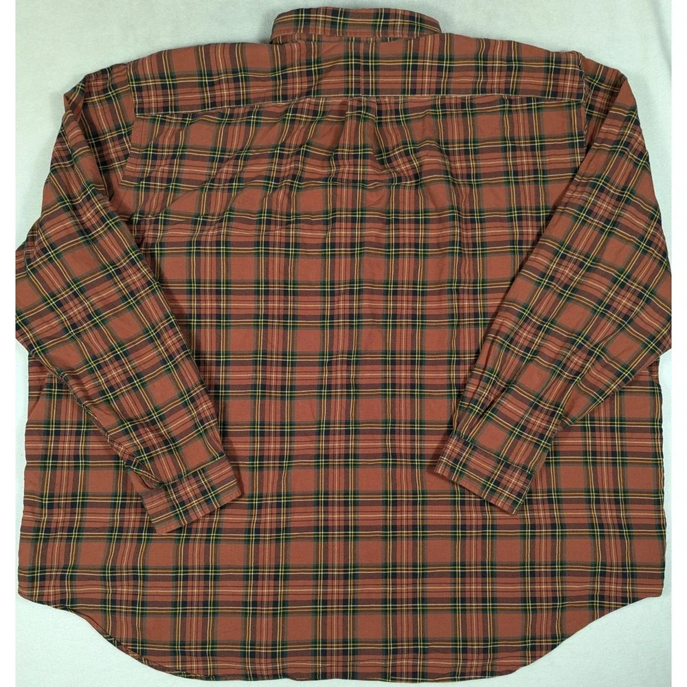 Polo Ralph Lauren Mens 4XB Plaid Button‎ Down Shirt Rust Orange Green Cotton L/S